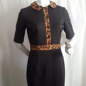Enfocus Studio Animal Print Black Pencil Dress 6 NWT